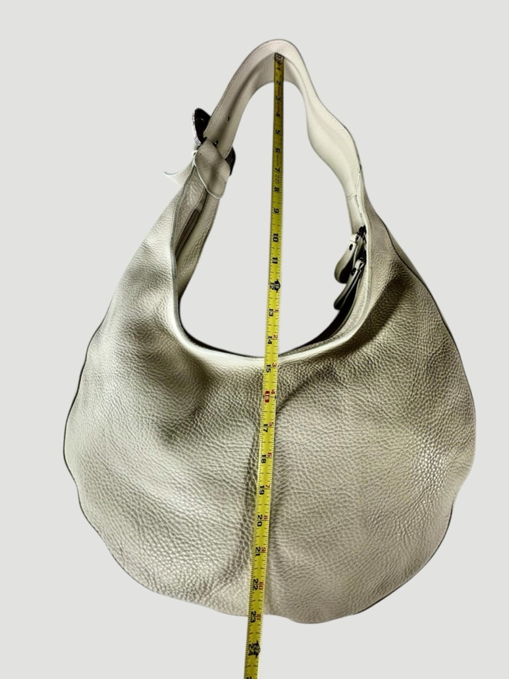 Donald J. Pliner White Leather Pebbled Hobo Shoulder Bag - Picture 11 of 13